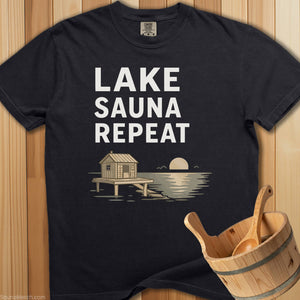 Lake Sauna Repeat T-Shirt - Black