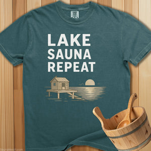 Lake Sauna Repeat T-Shirt - Blue Spruce