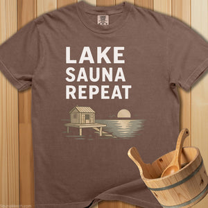 Lake Sauna Repeat T-Shirt - Espresso