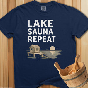 Lake Sauna Repeat T-Shirt - Navy