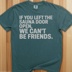 Left Sauna Door Open T-Shirt - SaunaMerch