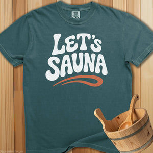 Let's Sauna Groovy Swoosh T-Shirt - Blue Spruce