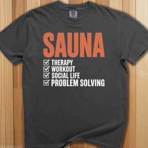 Sauna Checklist Solves Problems T-Shirt - SaunaMerch
