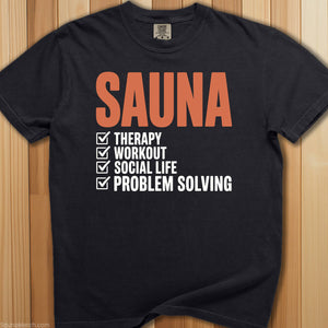 Sauna Checklist Solves Problems T-Shirt - SaunaMerch