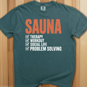 Sauna Checklist Solves Problems T-Shirt - SaunaMerch