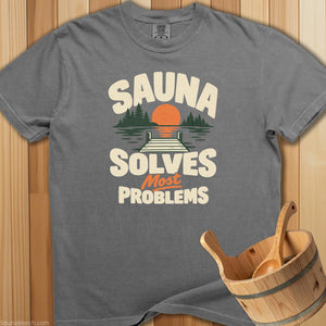 Sauna Solves Most Problems T-Shirt - Grey