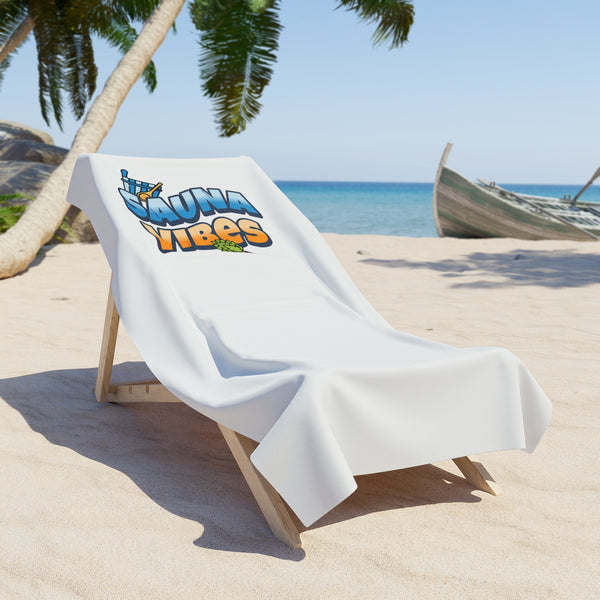 Retro "Sauna Vibes" Beach Towel - Luxury Plush Sauna Gift Idea