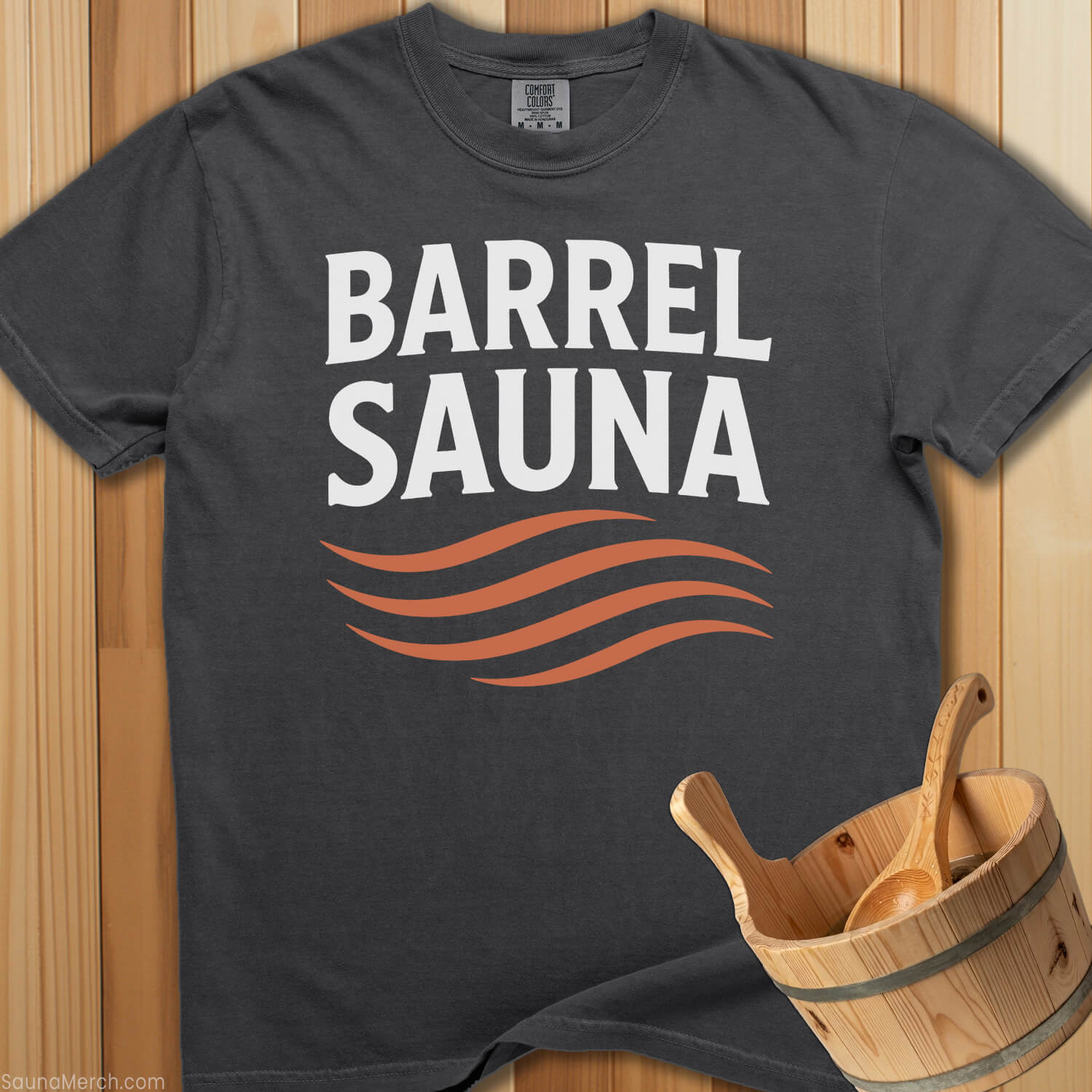 Barrel Sauna Heat Waves T-Shirt - Pepper
