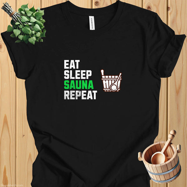 "Eat Sleep Sauna Repeat" Cotton T-Shirt