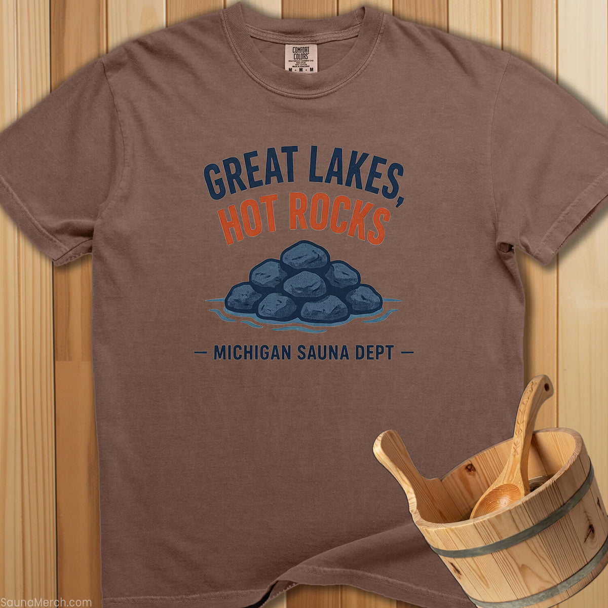 Great Lakes Hot Rocks Michigan Sauna T-Shirt - SaunaMerch
