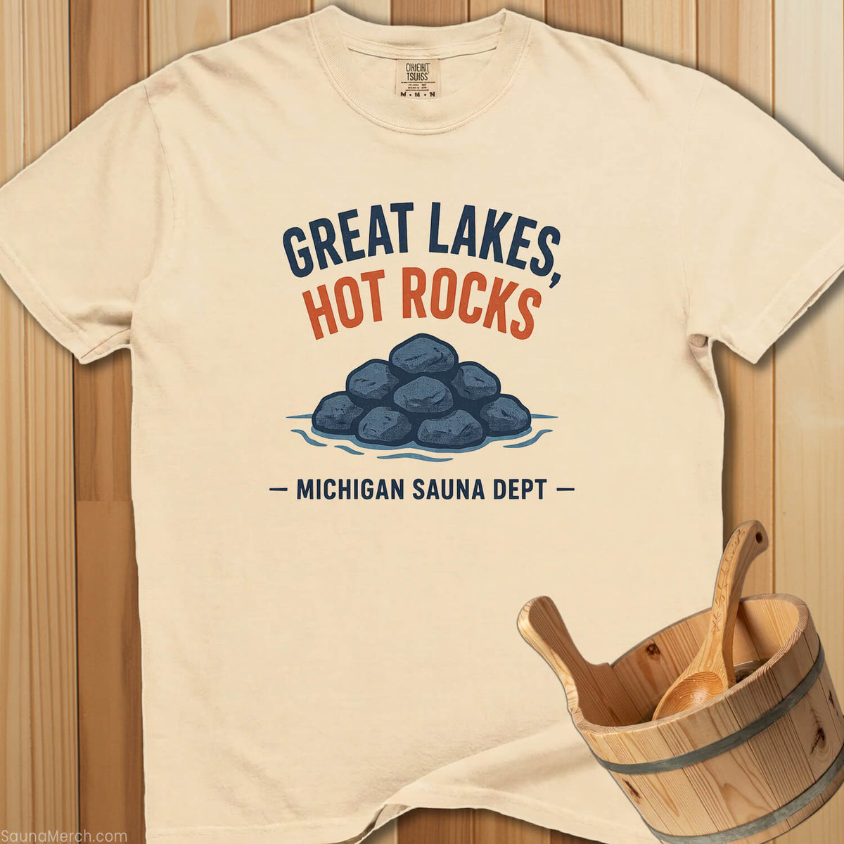 Great Lakes Hot Rocks Michigan Sauna T-Shirt - SaunaMerch