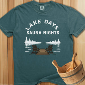 Lake Days Sauna Nights T-Shirt - SaunaMerch