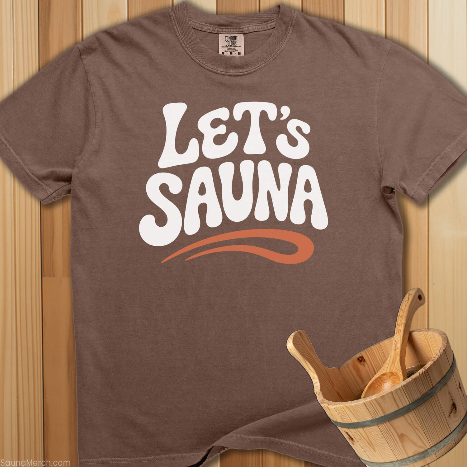 Let's Sauna Groovy Swoosh T-Shirt - Espresso