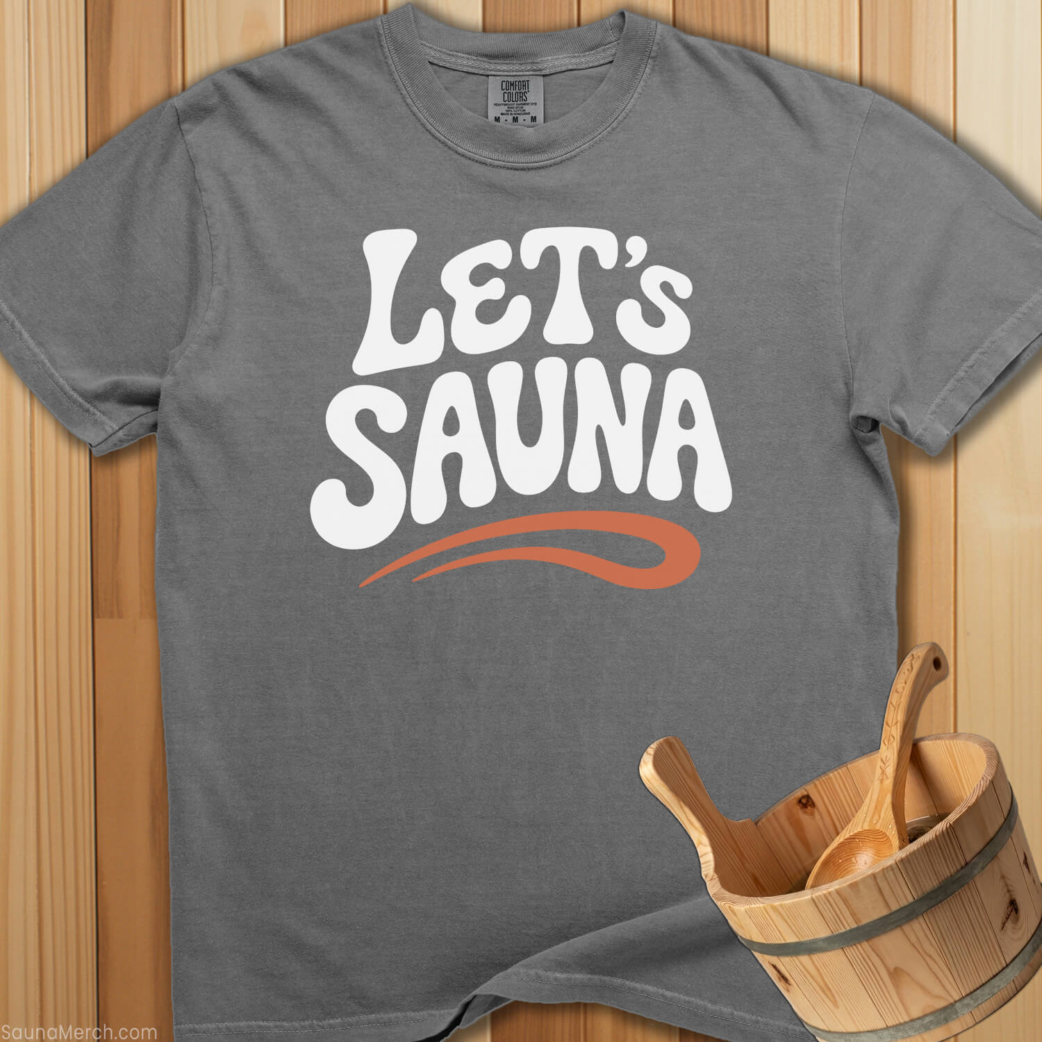 Let's Sauna Groovy Swoosh T-Shirt - Grey