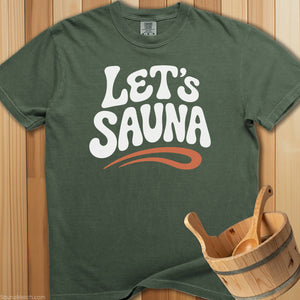 Let's Sauna Groovy Swoosh T-Shirt - Moss