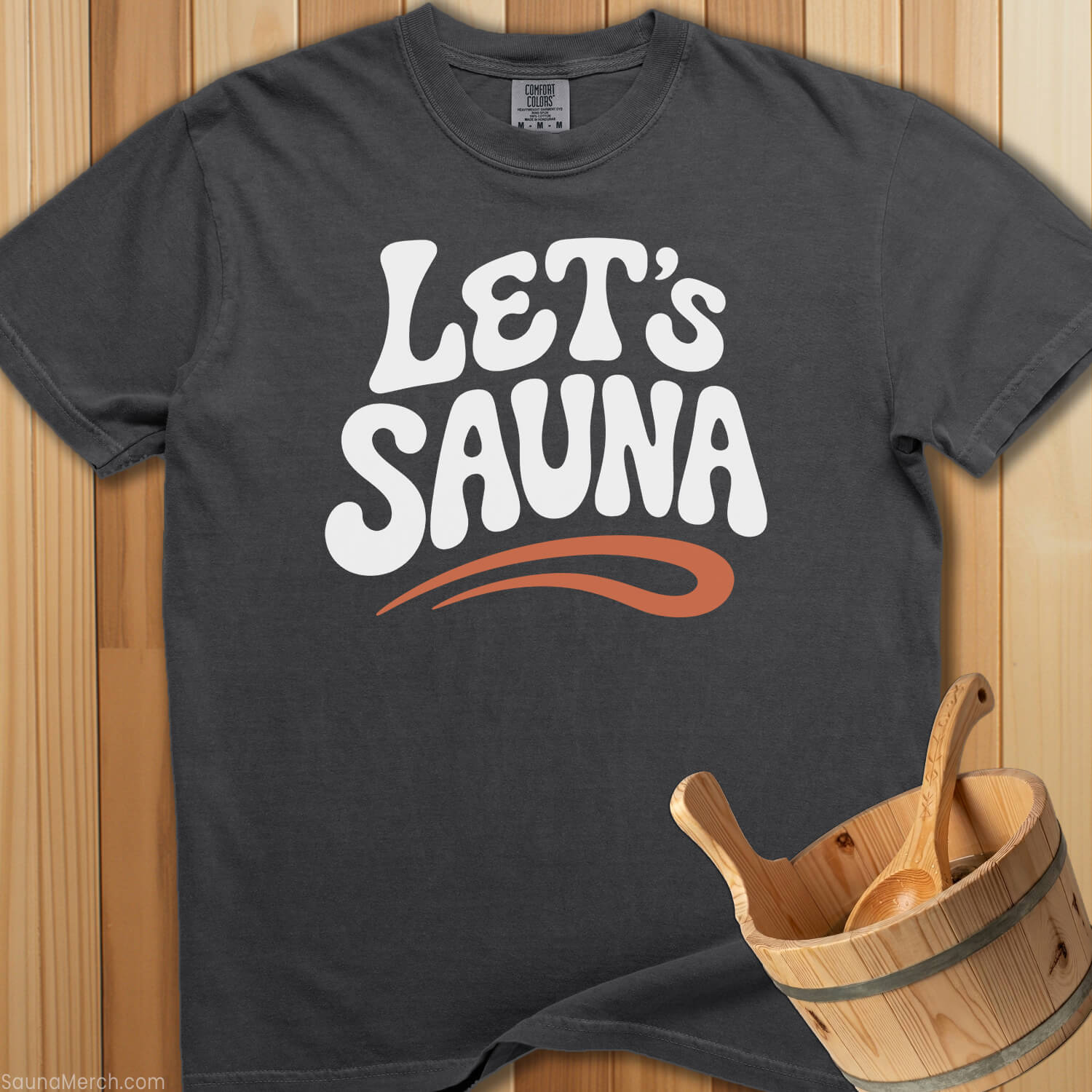Let's Sauna Groovy Swoosh T-Shirt - Pepper