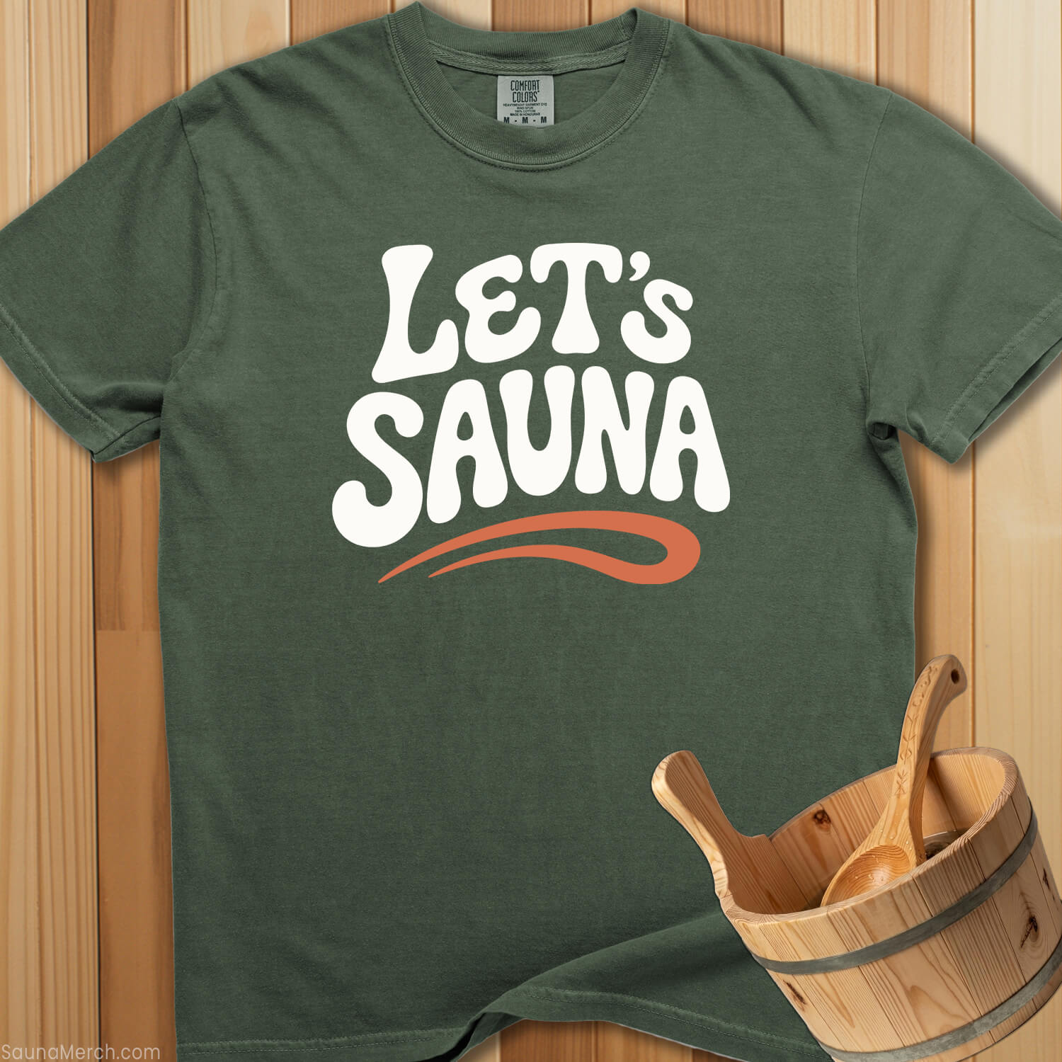 Let's Sauna Groovy Style T-Shirt - Moss