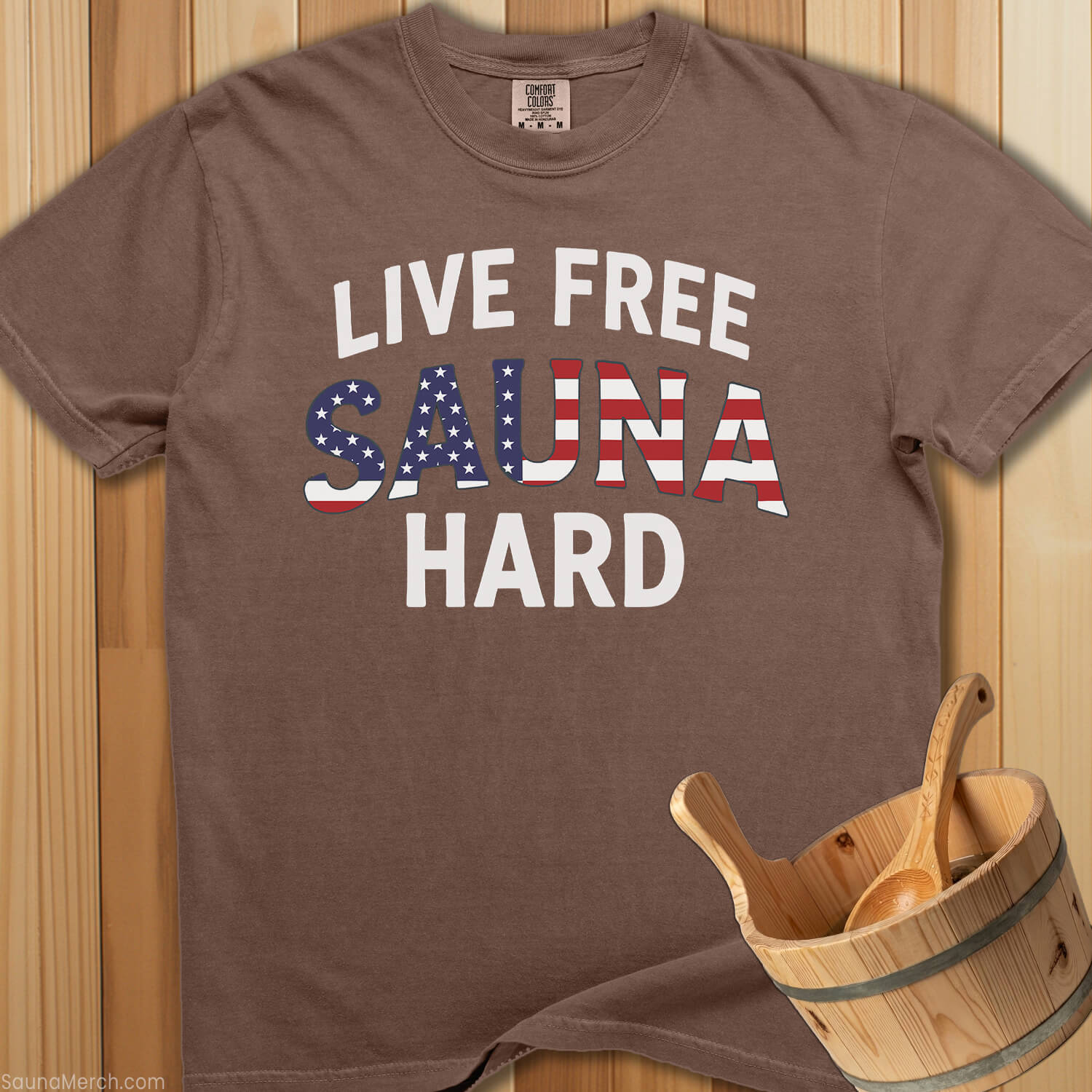 Live Free Sauna Hard T-Shirt - Espresso