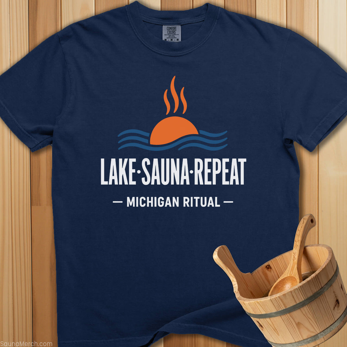 Michigan Ritual Lake Sauna Repeat T-Shirt - SaunaMerch