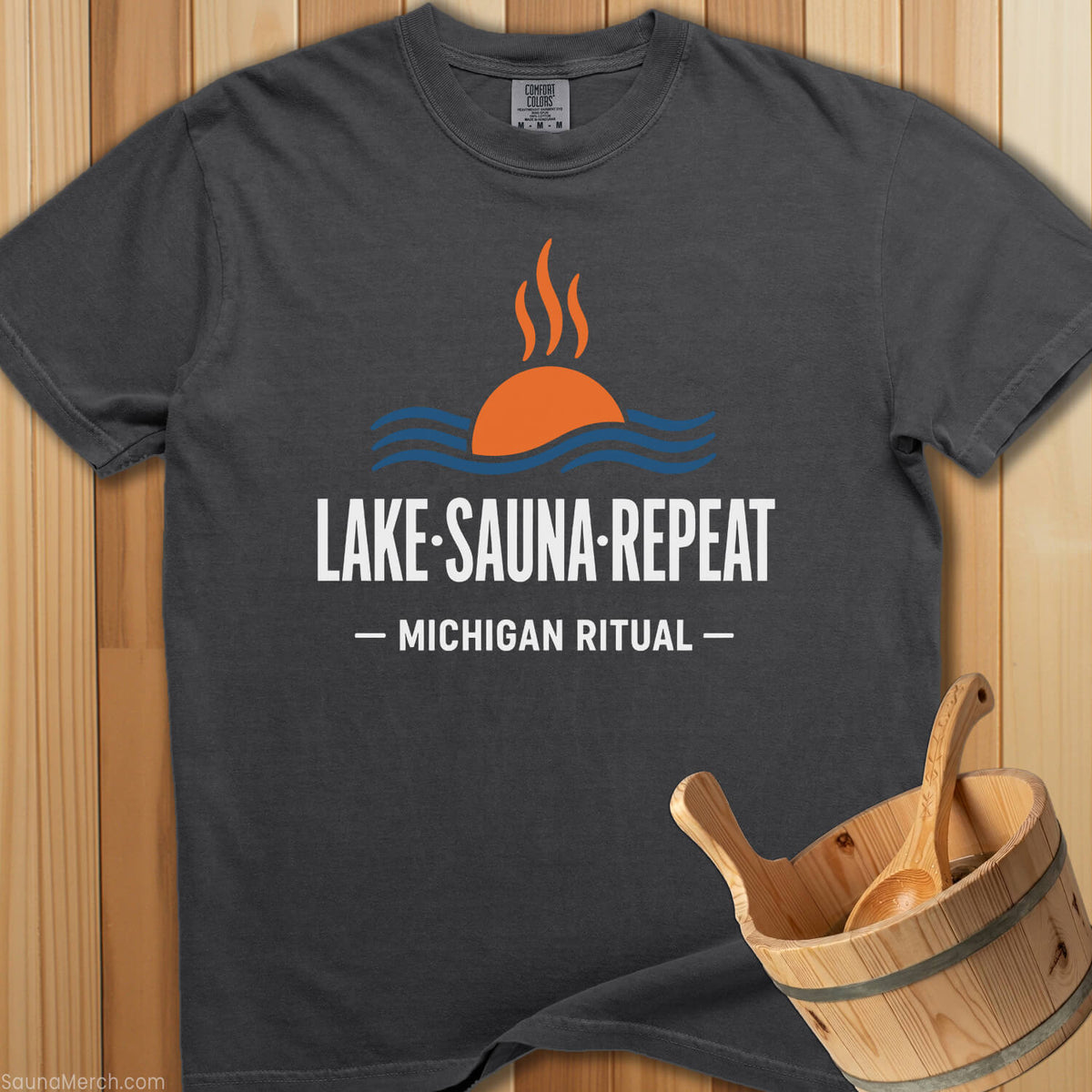 Michigan Ritual Lake Sauna Repeat T-Shirt - SaunaMerch