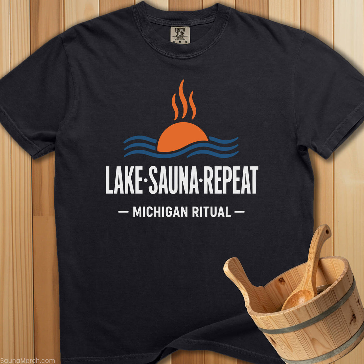 Michigan Ritual Lake Sauna Repeat T-Shirt - SaunaMerch