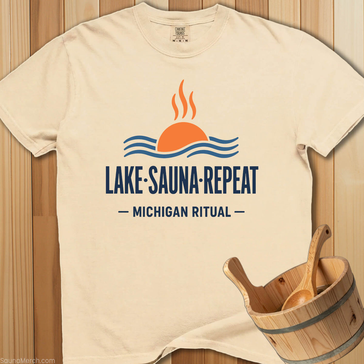 Michigan Ritual Lake Sauna Repeat T-Shirt - SaunaMerch