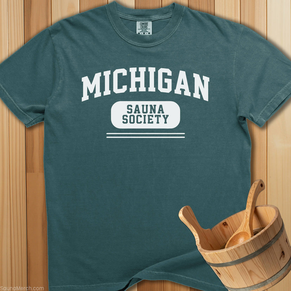 Michigan Sauna Society Athletic T-Shirt - Blue Spruce