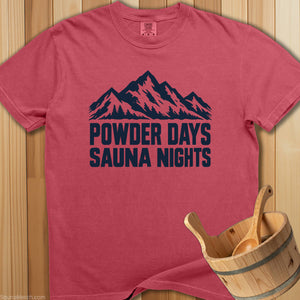 Powder Days Sauna Nights T-Shirt - SaunaMerch