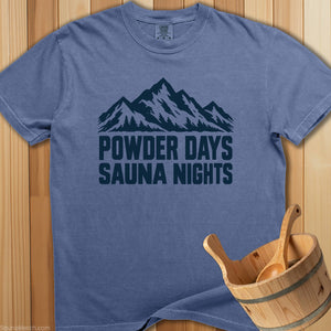 Powder Days Sauna Nights T-Shirt - SaunaMerch