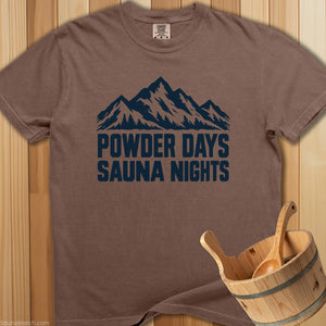 Powder Days Sauna Nights T-Shirt - SaunaMerch