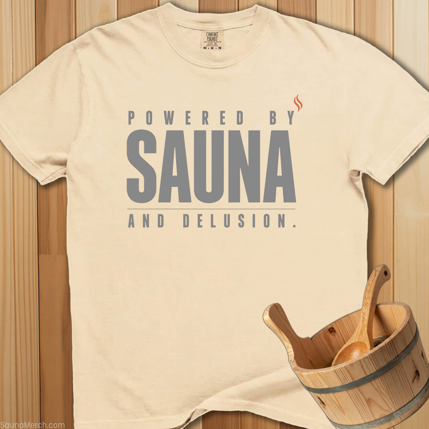 Powered By Sauna And Delusion T-Shirt - SaunaMerch