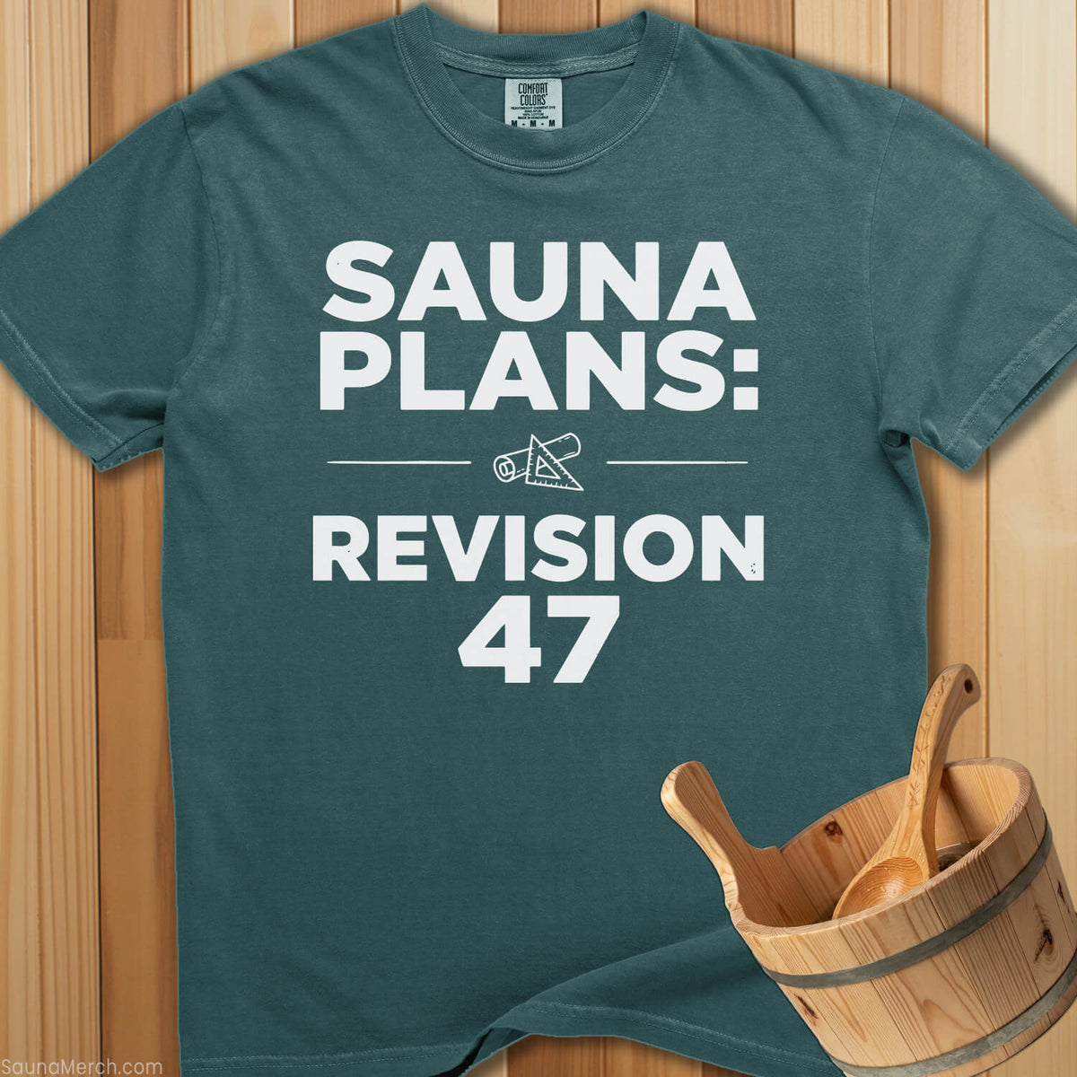 Sauna Plans Revision 47 T-Shirt - Blue Spruce