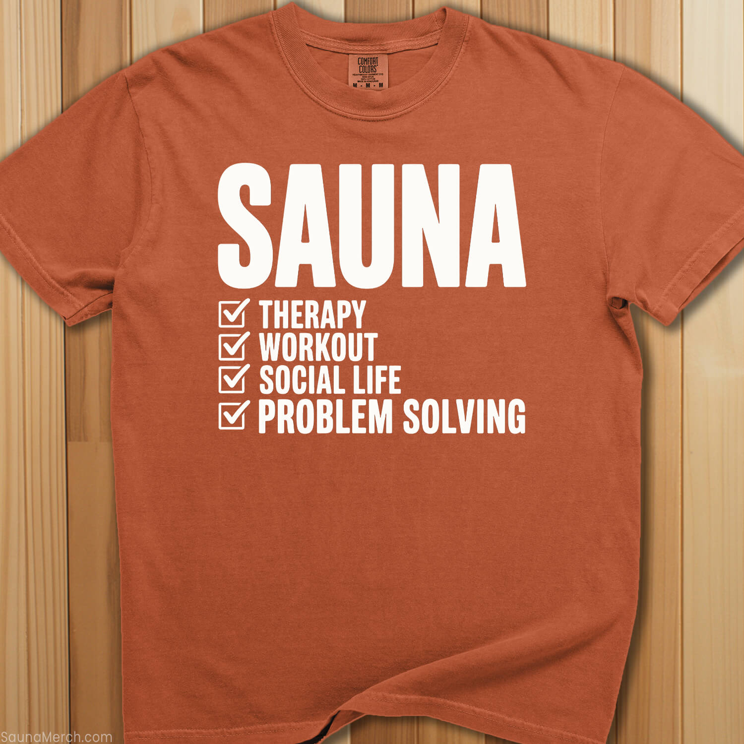 Sauna Checklist Solves Problems T-Shirt - SaunaMerch