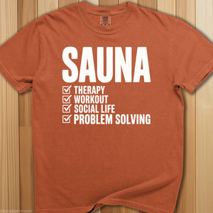 Sauna Checklist Solves Problems T-Shirt - SaunaMerch