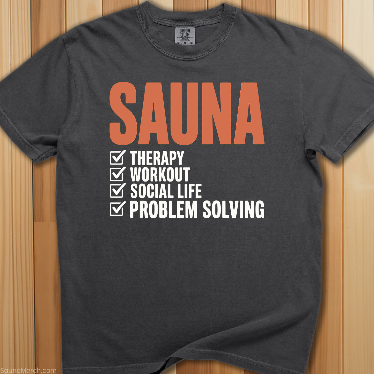 Sauna Checklist Solves Problems T-Shirt - SaunaMerch