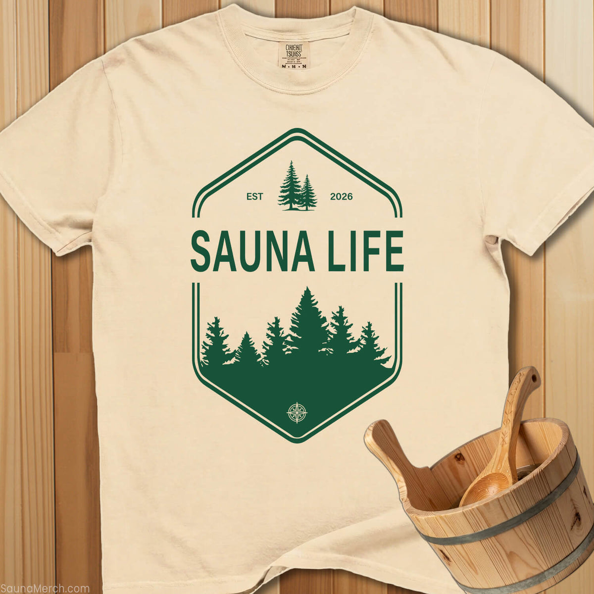 Sauna Life Badge T-Shirt - SaunaMerch