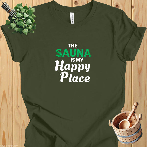 Sauna Lover's T-Shirt - "The Sauna is My Happy Place"