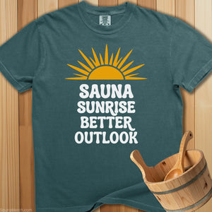 Sauna Sunrise Better Outlook T-Shirt - Blue Spruce
