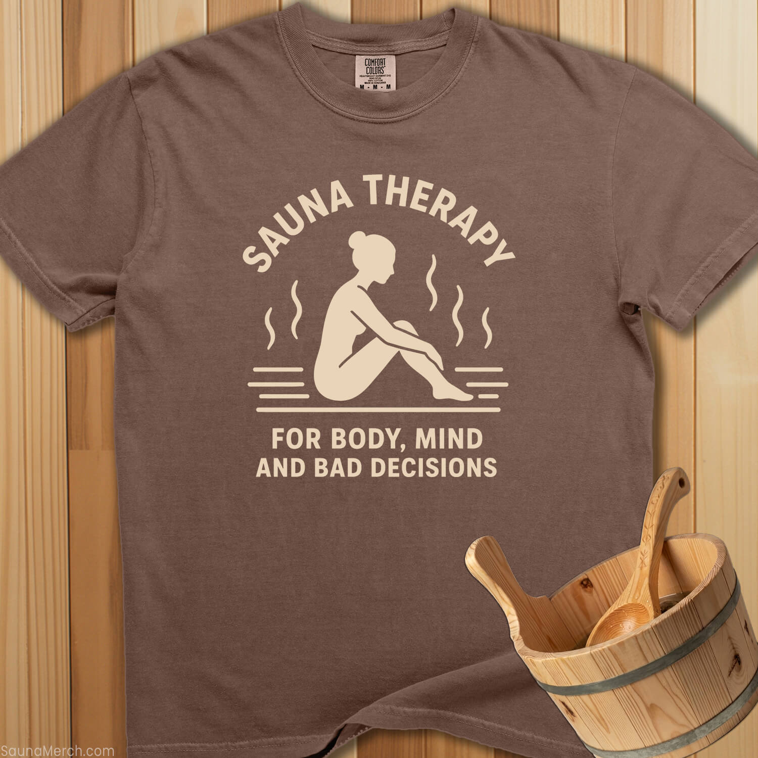 Sauna Therapy Body Mind Decisions T-Shirt - SaunaMerch