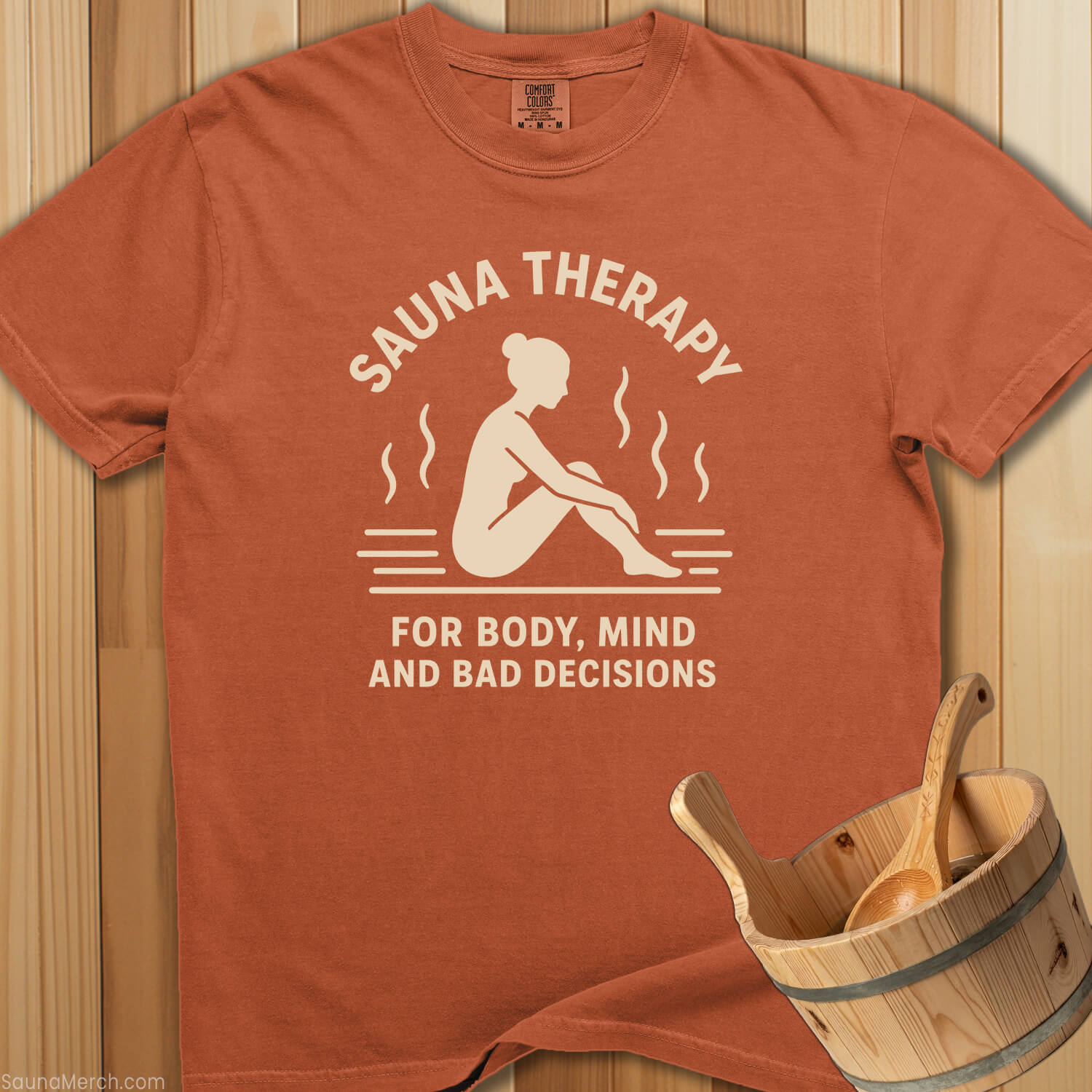 Sauna Therapy Body Mind Decisions T-Shirt - SaunaMerch