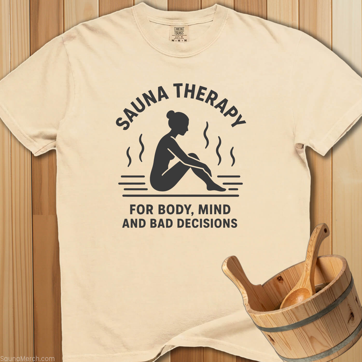 Sauna Therapy Body Mind Decisions T-Shirt - SaunaMerch