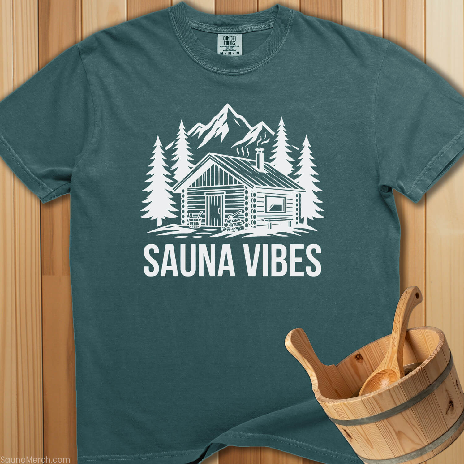 Sauna Cabin Vibes T-Shirt - Blue Spruce
