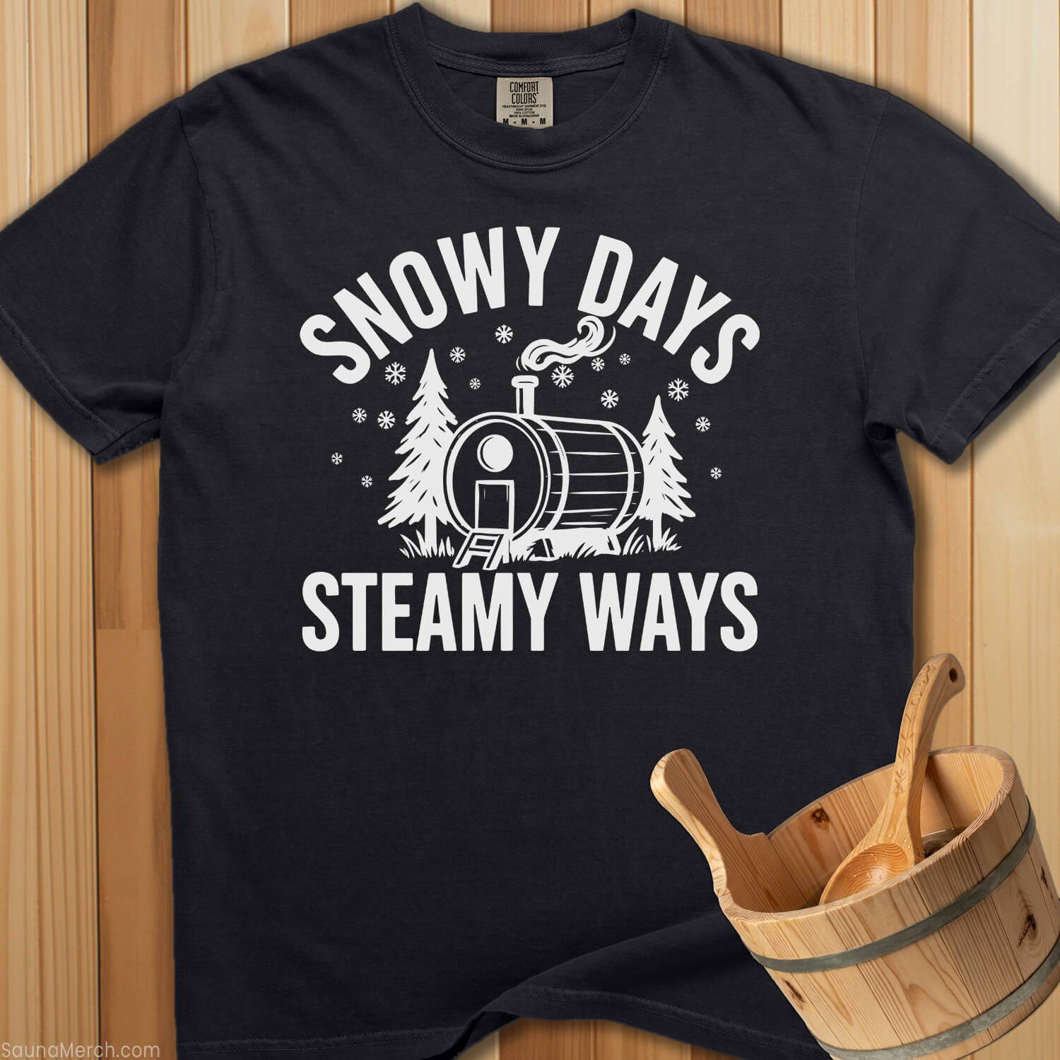 Snowy Days Steamy Ways Sauna T-Shirt - Black