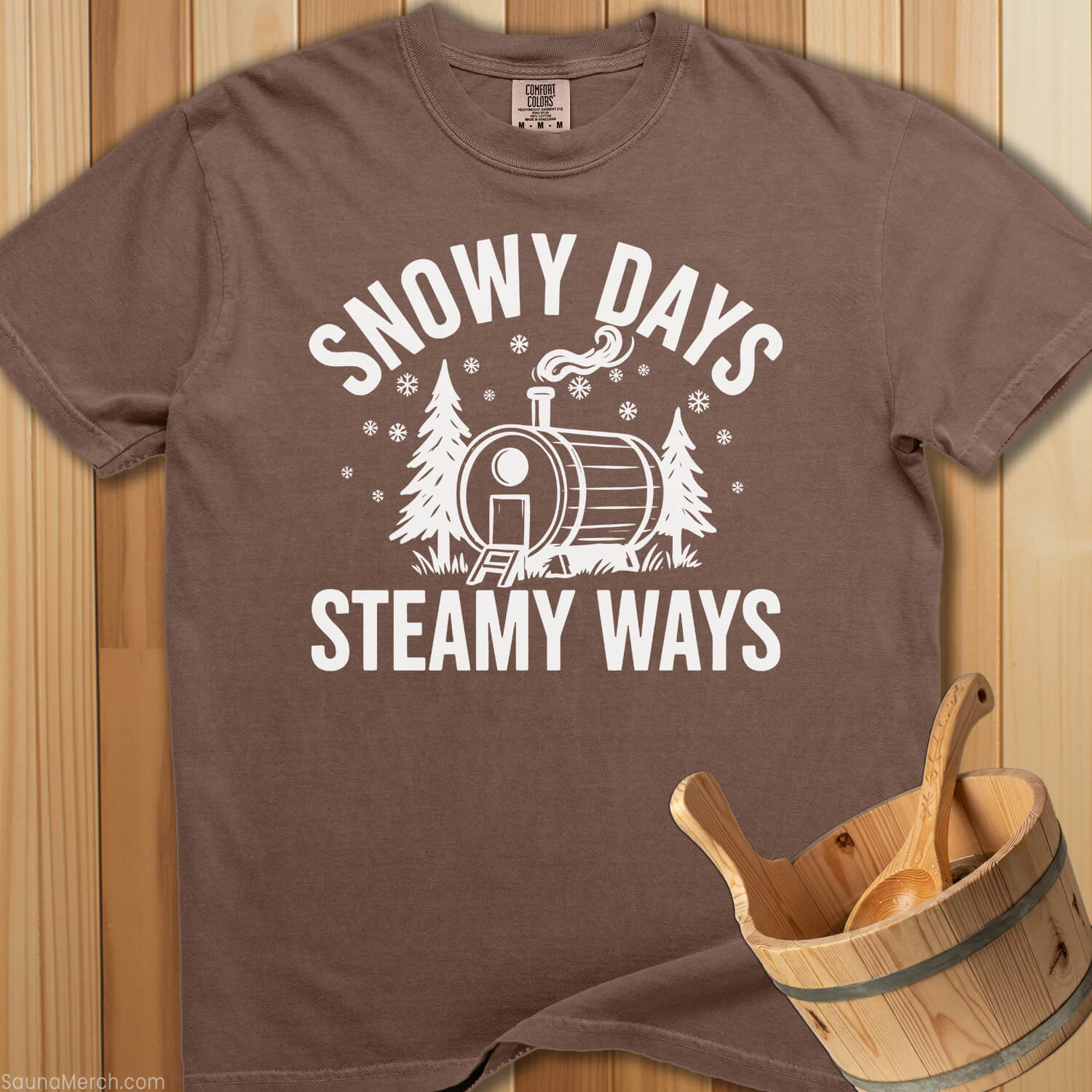 Snowy Days Steamy Ways Sauna T-Shirt - Espresso