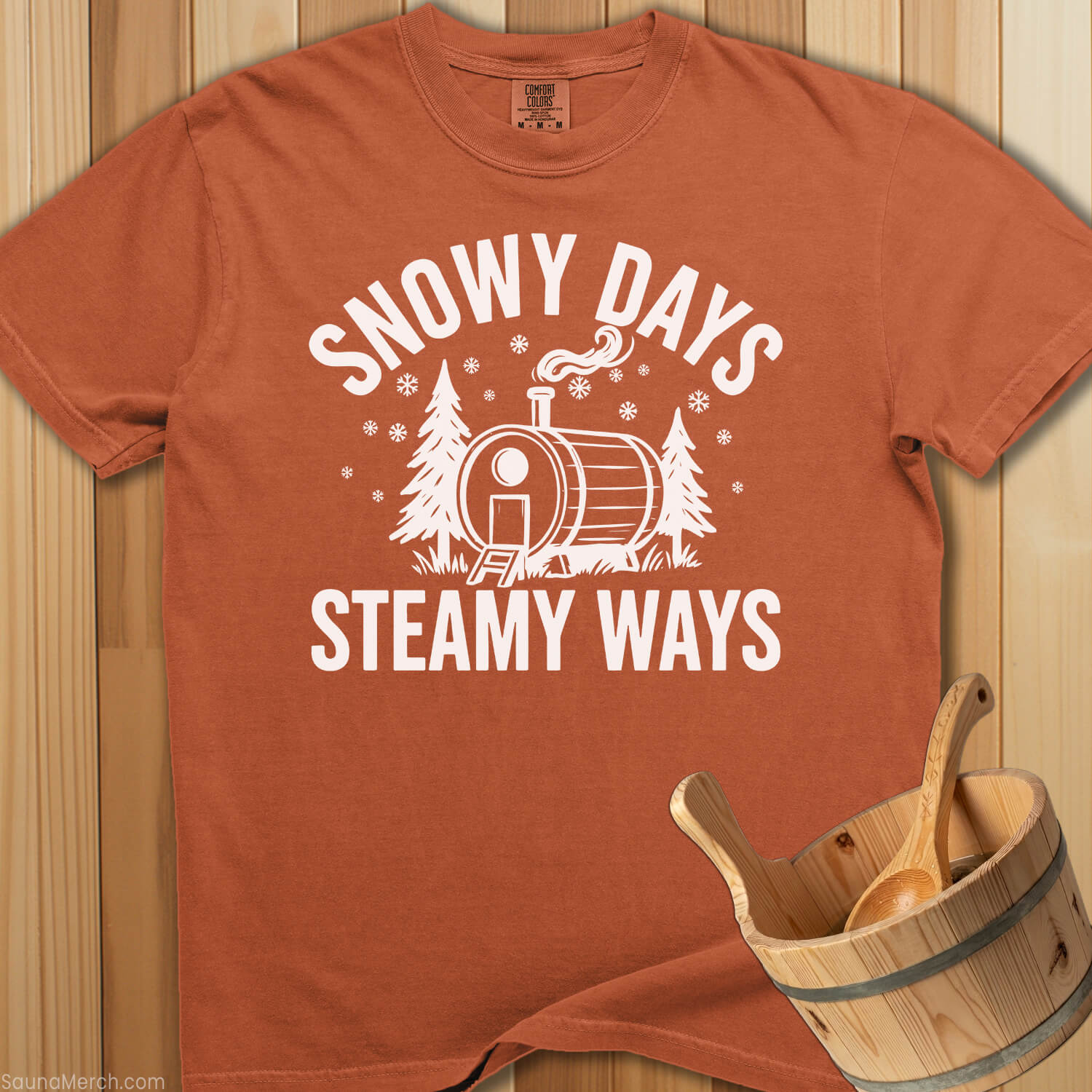 Snowy Days Steamy Ways Sauna T-Shirt - Yam