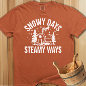 Snowy Days Steamy Ways Sauna T-Shirt - Yam