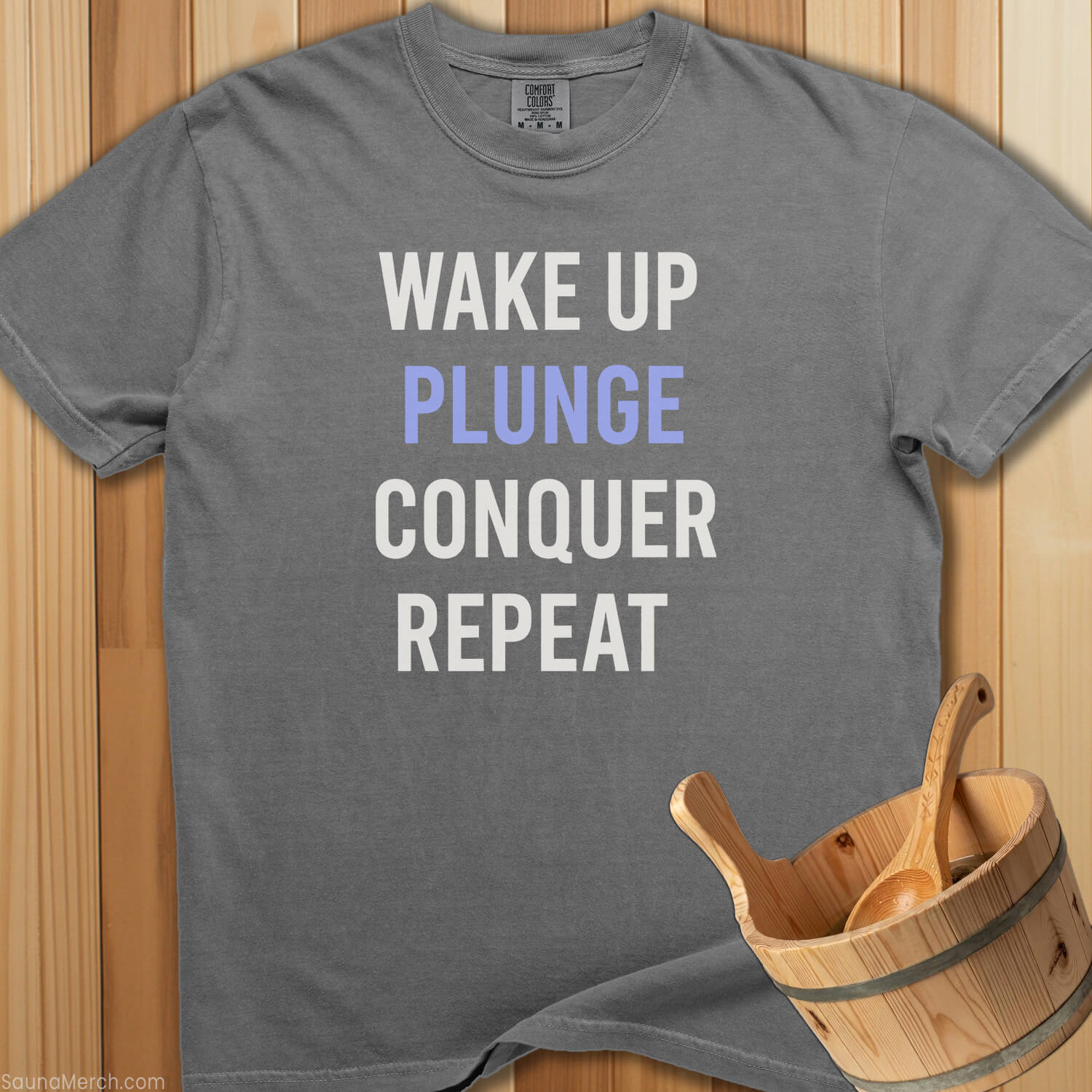 Wakeup Cold Plunge Conquer Repeat T-Shirt - SaunaMerch