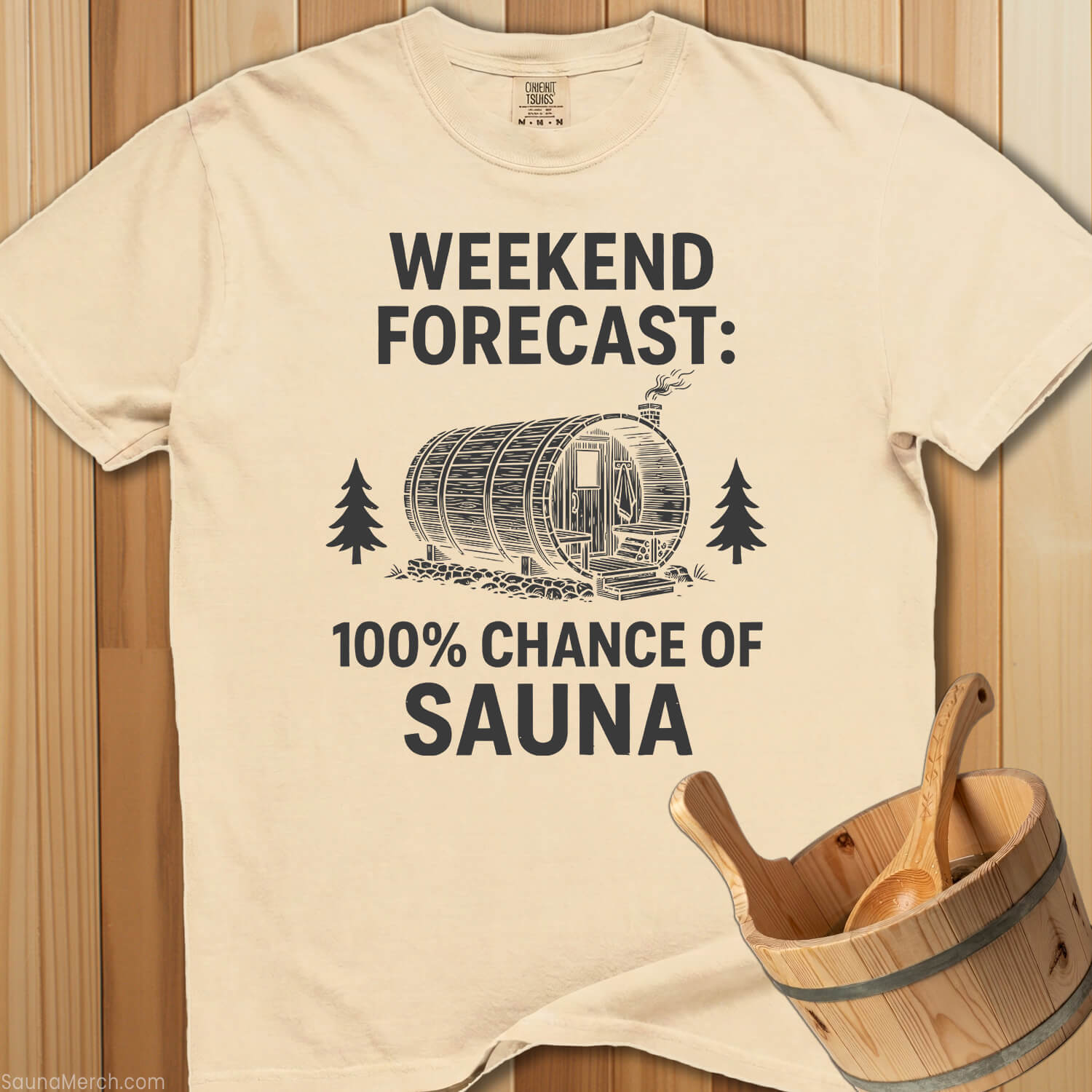 Weekend Forecast 100% Sauna T-Shirt - SaunaMerch