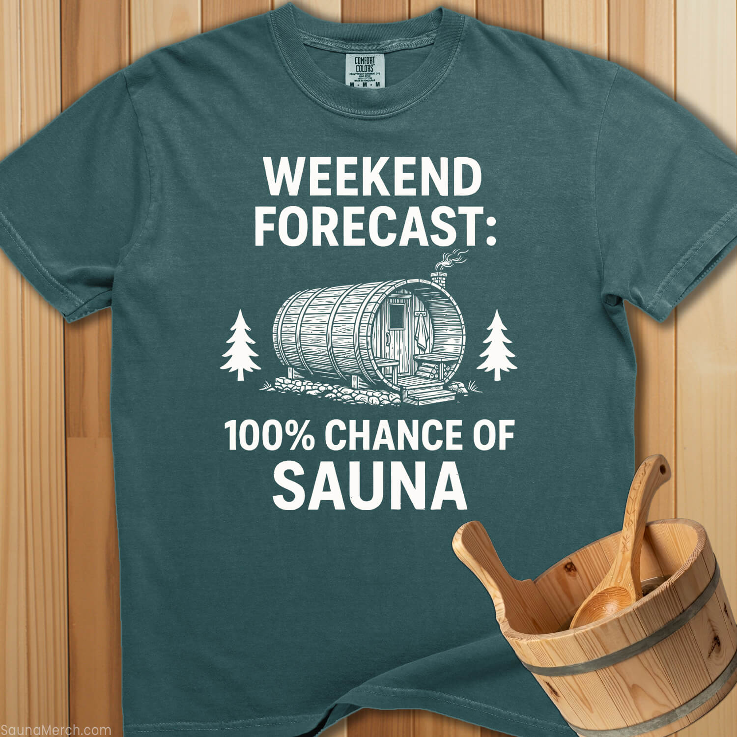 Weekend Forecast 100% Sauna T-Shirt - SaunaMerch